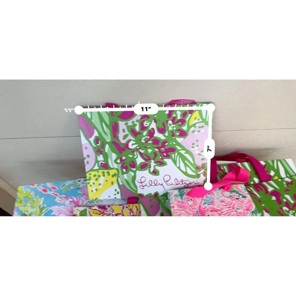Lilly Pulitzer Shopping Gift Bag Lot Assorted Sizes Floral Flamingo Pink Green